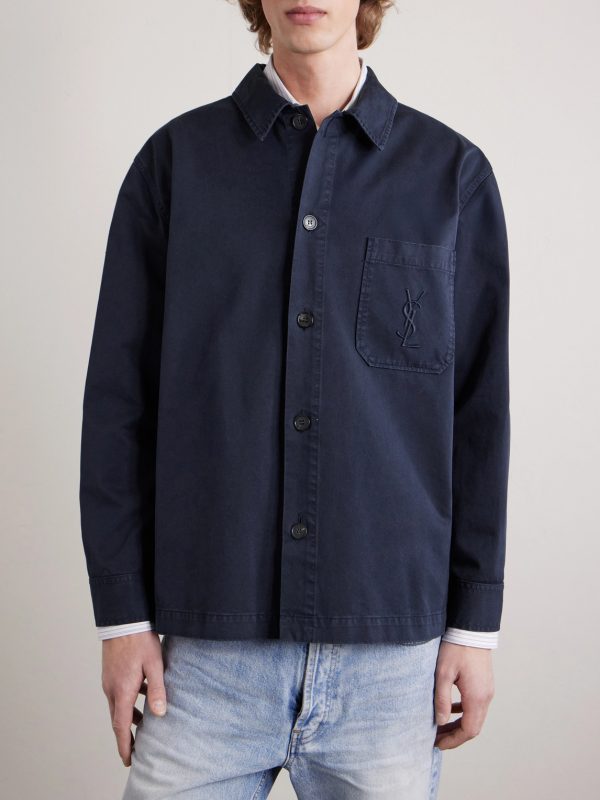 Logo-Embroidered Cotton-Twill Overshirt - FR