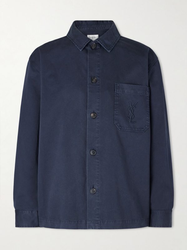 Logo-Embroidered Cotton-Twill Overshirt