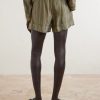 Wide-Leg Piped Pleated Striped Recycled-Twill Shorts - BK Wide-Leg Piped Pleated Striped Recycled-Twill Shorts - BK