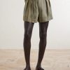 Wide-Leg Piped Pleated Striped Recycled-Twill Shorts - FR Wide-Leg Piped Pleated Striped Recycled-Twill Shorts - FR