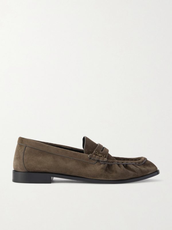 Le Loafer Monogram Logo-Appliquéd Suede Penny Loafers Le Loafer Monogram Logo-Appliquéd Suede Penny Loafers