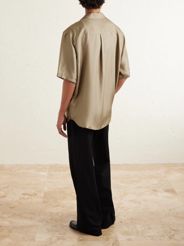 Camp-Collar Printed Silk-Voile Shirt - BK Camp-Collar Printed Silk-Voile Shirt - BK