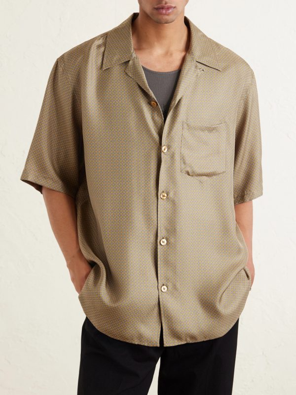 Camp-Collar Printed Silk-Voile Shirt - FR Camp-Collar Printed Silk-Voile Shirt - FR