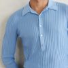 Slim-Fit Ribbed Wool, Cashmere and Silk-Blend Polo Shirt - CU Slim-Fit Ribbed Wool, Cashmere and Silk-Blend Polo Shirt - CU