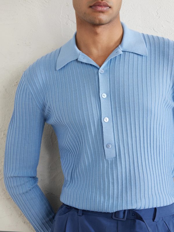 Slim-Fit Ribbed Wool, Cashmere and Silk-Blend Polo Shirt - CU Slim-Fit Ribbed Wool, Cashmere and Silk-Blend Polo Shirt - CU