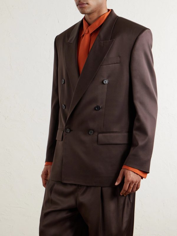 Double-Breasted Silk Blazer - FR