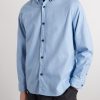Button-Down Collar Logo-Embroidered Organic Cotton-Tela Shirt - FR Button-Down Collar Logo-Embroidered Organic Cotton-Tela Shirt - FR