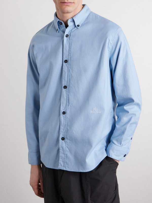 Button-Down Collar Logo-Embroidered Organic Cotton-Tela Shirt - FR Button-Down Collar Logo-Embroidered Organic Cotton-Tela Shirt - FR