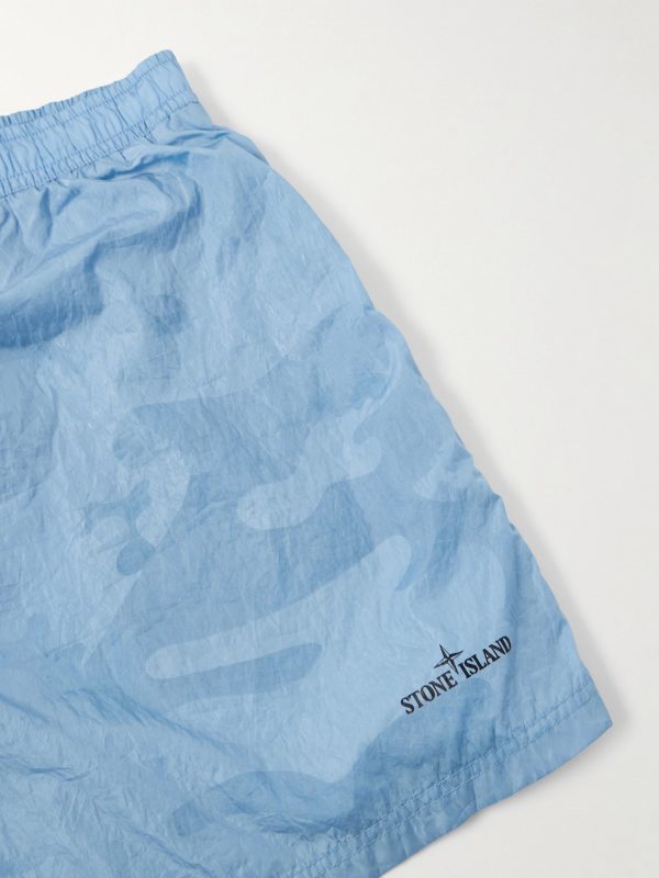 Straight-Leg Mid-Length Water Reactive Camo Shell Swim Shorts - CU