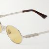 Stretch Panthos Oval-Frame Silver-Tone Sunglasses - CU Stretch Panthos Oval-Frame Silver-Tone Sunglasses - CU
