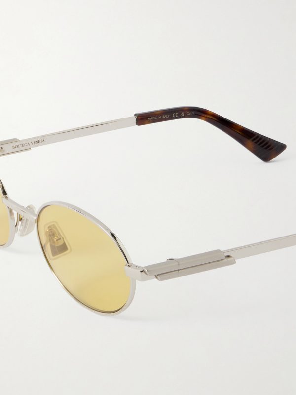 Stretch Panthos Oval-Frame Silver-Tone Sunglasses - CU Stretch Panthos Oval-Frame Silver-Tone Sunglasses - CU