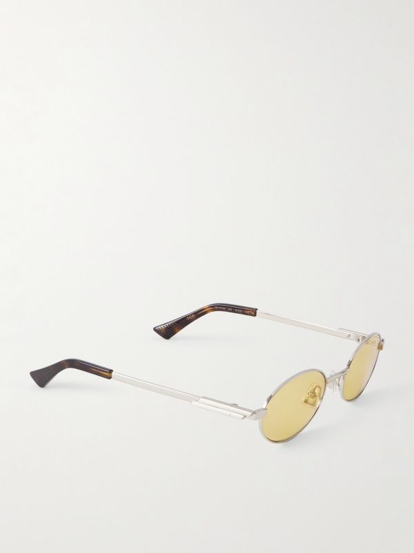 Stretch Panthos Oval-Frame Silver-Tone Sunglasses - FR Stretch Panthos Oval-Frame Silver-Tone Sunglasses - FR