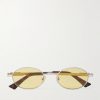 Stretch Panthos Oval-Frame Silver-Tone Sunglasses Stretch Panthos Oval-Frame Silver-Tone Sunglasses