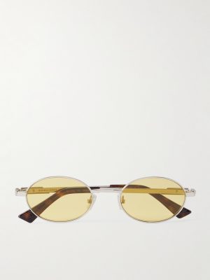 Stretch Panthos Oval-Frame Silver-Tone Sunglasses Stretch Panthos Oval-Frame Silver-Tone Sunglasses