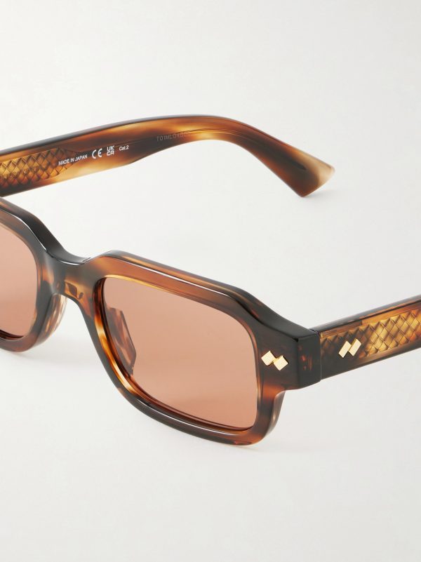 Intrecciato Square-Frame Acetate and Gold-Tone Sunglasses - CU