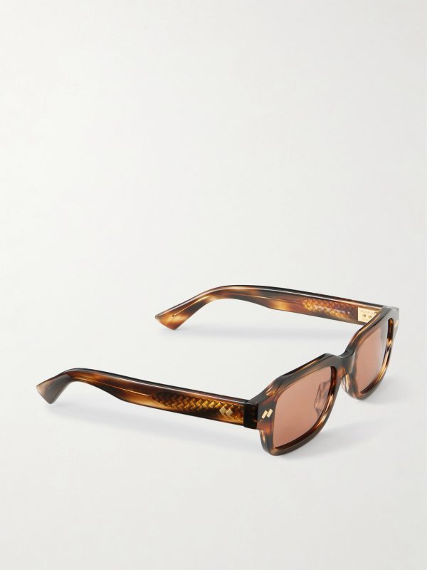 Intrecciato Square-Frame Acetate and Gold-Tone Sunglasses - FR