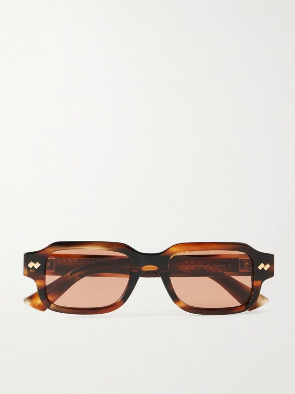 Intrecciato Square-Frame Acetate and Gold-Tone Sunglasses