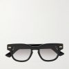 Intrecciato Panthos Square-Frame Recycled-Acetate Sunglasses