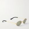 Stretch Panthos Oval-Frame Gold-Tone Sunglasses - FR