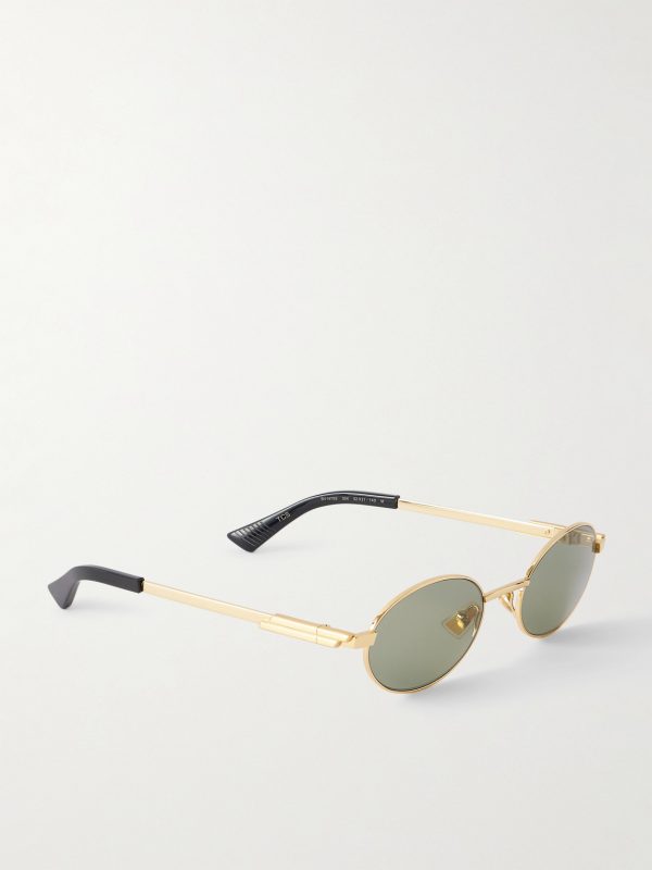 Stretch Panthos Oval-Frame Gold-Tone Sunglasses - FR