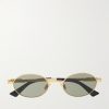 Stretch Panthos Oval-Frame Gold-Tone Sunglasses