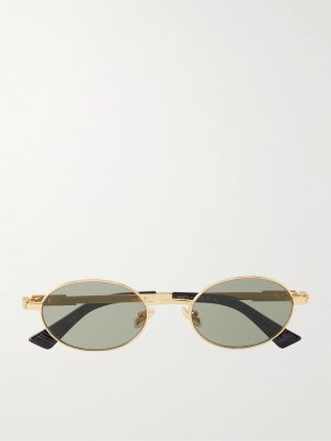 Stretch Panthos Oval-Frame Gold-Tone Sunglasses Stretch Panthos Oval-Frame Gold-Tone Sunglasses