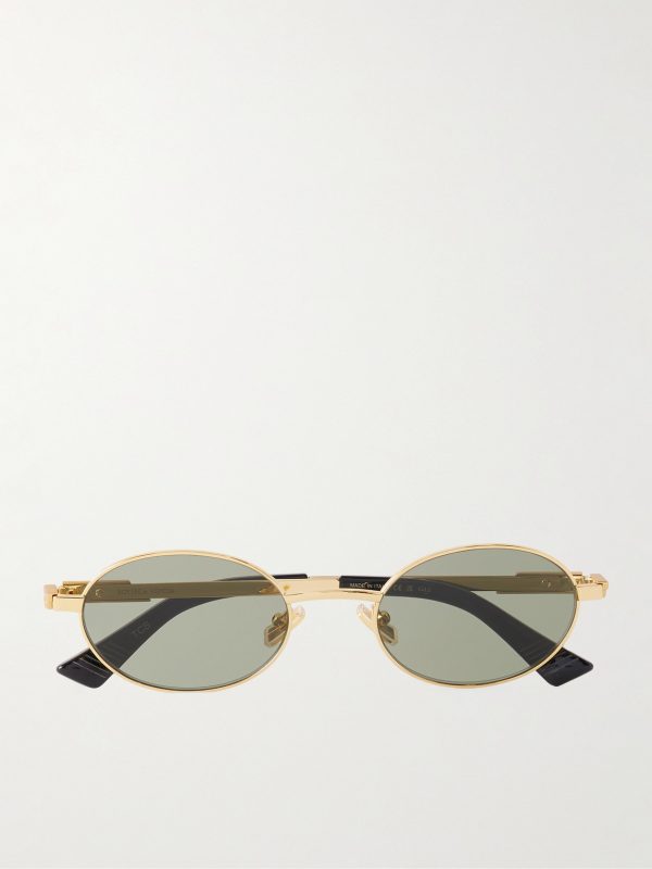 Stretch Panthos Oval-Frame Gold-Tone Sunglasses