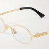 Stretch Panthos Oval-Frame Gold-Tone Optical Glasses - CU