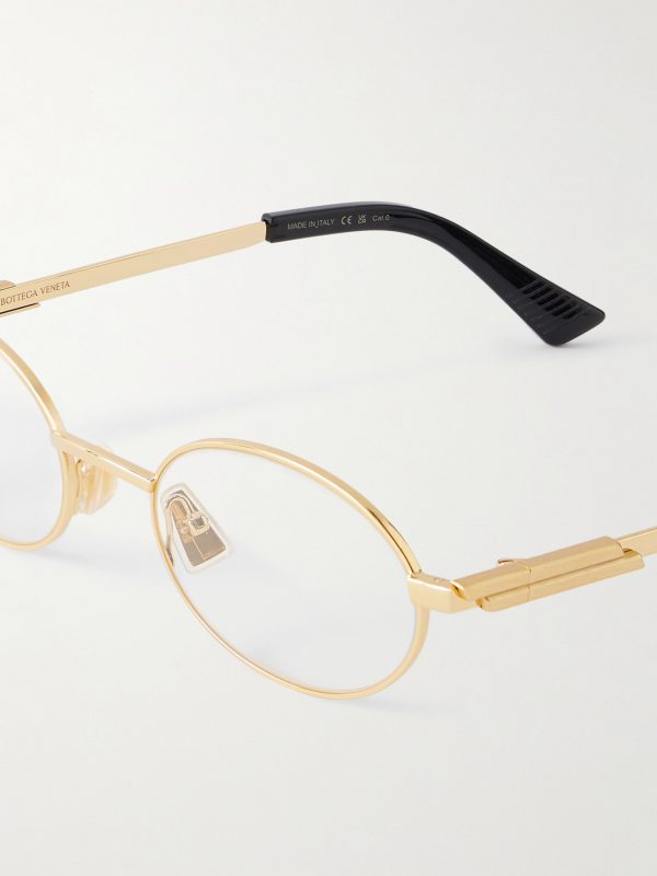 Stretch Panthos Oval-Frame Gold-Tone Optical Glasses - CU