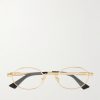 Stretch Panthos Oval-Frame Gold-Tone Optical Glasses