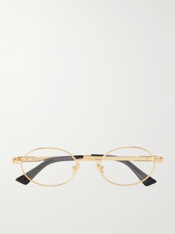 Stretch Panthos Oval-Frame Gold-Tone Optical Glasses