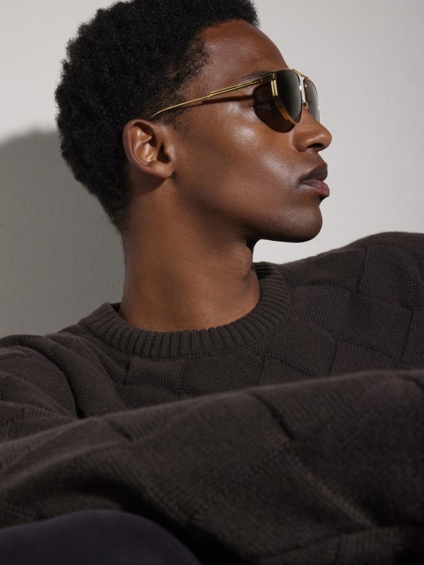 Light Ribbon Aviator-Style Gold-Tone Sunglasses - BK Light Ribbon Aviator-Style Gold-Tone Sunglasses - BK