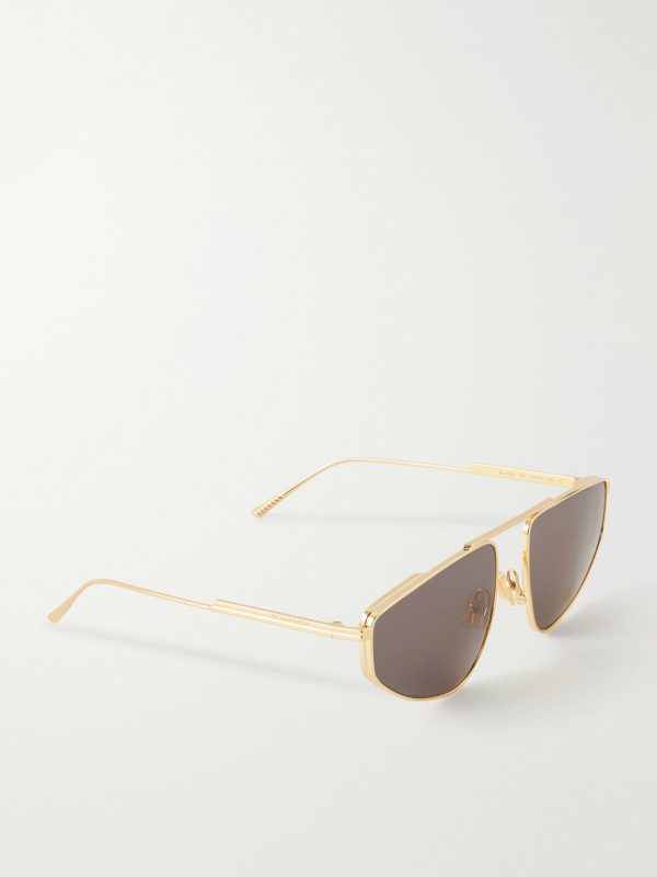 Light Ribbon Aviator-Style Gold-Tone Sunglasses - FR Light Ribbon Aviator-Style Gold-Tone Sunglasses - FR
