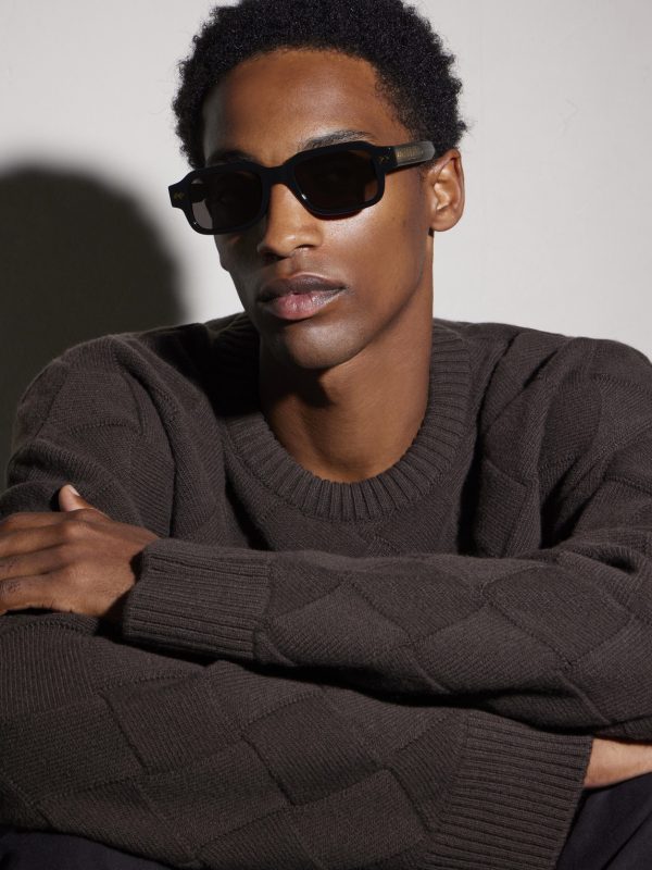 Intrecciato Square-Frame Recycled-Acetate Sunglasses - BK