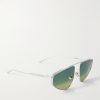 Light Ribbon Aviator-Style Silver-Tone Sunglasses - FR Light Ribbon Aviator-Style Silver-Tone Sunglasses - FR