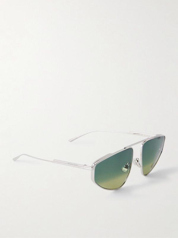 Light Ribbon Aviator-Style Silver-Tone Sunglasses - FR Light Ribbon Aviator-Style Silver-Tone Sunglasses - FR