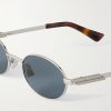 Stretch Panthos Oval-Frame Silver-Tone Sunglasses - CU Stretch Panthos Oval-Frame Silver-Tone Sunglasses - CU