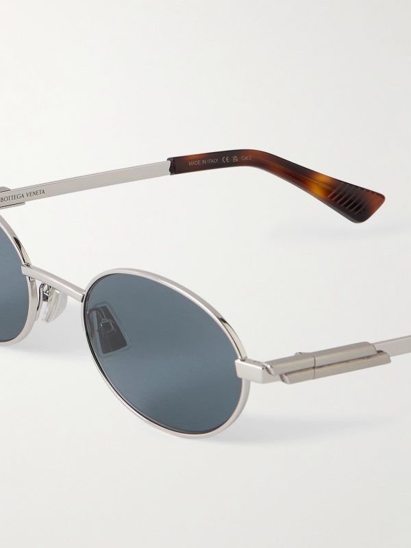 Stretch Panthos Oval-Frame Silver-Tone Sunglasses - CU Stretch Panthos Oval-Frame Silver-Tone Sunglasses - CU