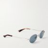 Stretch Panthos Oval-Frame Silver-Tone Sunglasses - FR Stretch Panthos Oval-Frame Silver-Tone Sunglasses - FR
