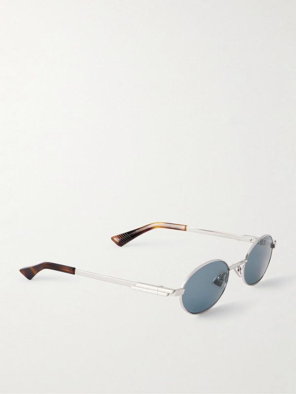 Stretch Panthos Oval-Frame Silver-Tone Sunglasses - FR Stretch Panthos Oval-Frame Silver-Tone Sunglasses - FR
