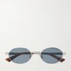 Stretch Panthos Oval-Frame Silver-Tone Sunglasses Stretch Panthos Oval-Frame Silver-Tone Sunglasses
