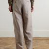 Kay 10027 Straight-Leg Pleated Linen and Wool-Blend Suit Trousers - BK Kay 10027 Straight-Leg Pleated Linen and Wool-Blend Suit Trousers - BK
