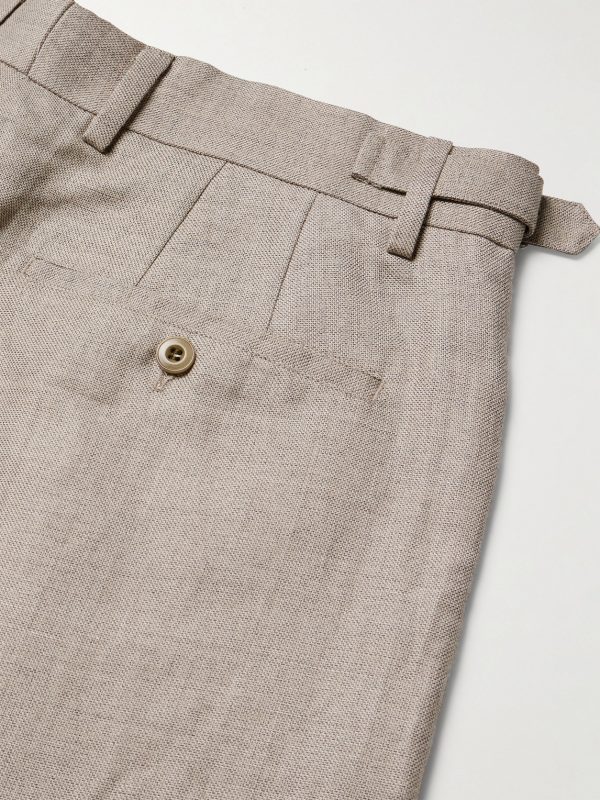 Kay 10027 Straight-Leg Pleated Linen and Wool-Blend Suit Trousers - CU Kay 10027 Straight-Leg Pleated Linen and Wool-Blend Suit Trousers - CU