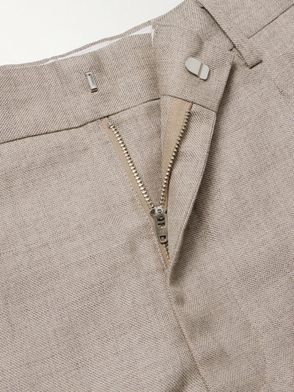 Kay 10027 Straight-Leg Pleated Linen and Wool-Blend Suit Trousers - E1 Kay 10027 Straight-Leg Pleated Linen and Wool-Blend Suit Trousers - E1