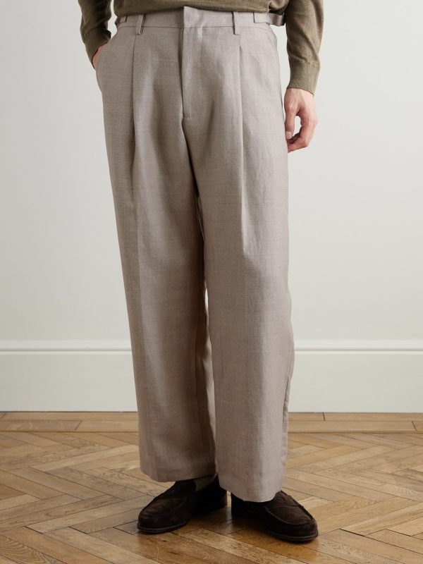 Kay 10027 Straight-Leg Pleated Linen and Wool-Blend Suit Trousers - FR Kay 10027 Straight-Leg Pleated Linen and Wool-Blend Suit Trousers - FR