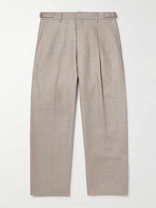 Kay 10027 Straight-Leg Pleated Linen and Wool-Blend Suit Trousers Kay 10027 Straight-Leg Pleated Linen and Wool-Blend Suit Trousers