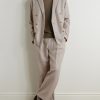 Kay 10027 Straight-Leg Pleated Linen and Wool-Blend Suit Trousers - OU Kay 10027 Straight-Leg Pleated Linen and Wool-Blend Suit Trousers - OU