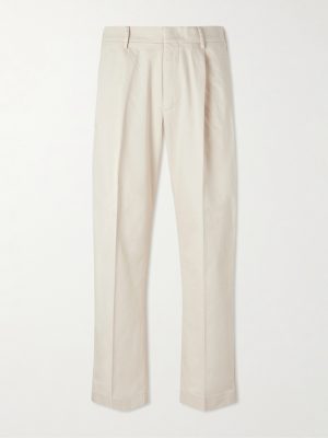 Kay 1420 Wide-Leg Pleated Organic Cotton-Blend Twill Trousers Kay 1420 Wide-Leg Pleated Organic Cotton-Blend Twill Trousers