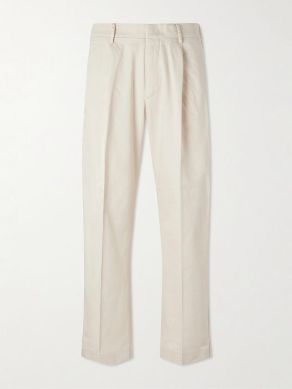 Kay 1420 Wide-Leg Pleated Organic Cotton-Blend Twill Trousers Kay 1420 Wide-Leg Pleated Organic Cotton-Blend Twill Trousers