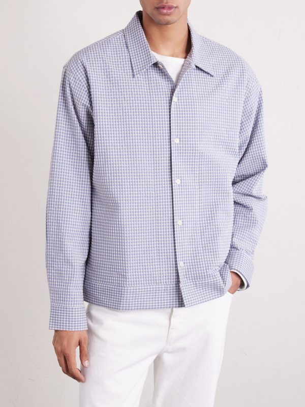 Reed 50057 Checked Organic Cotton-Blend Seersucker Shirt - FR Reed 50057 Checked Organic Cotton-Blend Seersucker Shirt - FR
